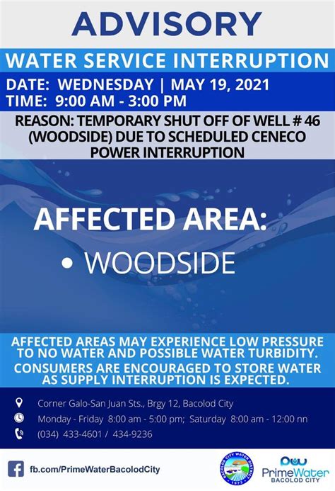 water interruption schedule today|WATER INTERRUPTION ADVISORY .